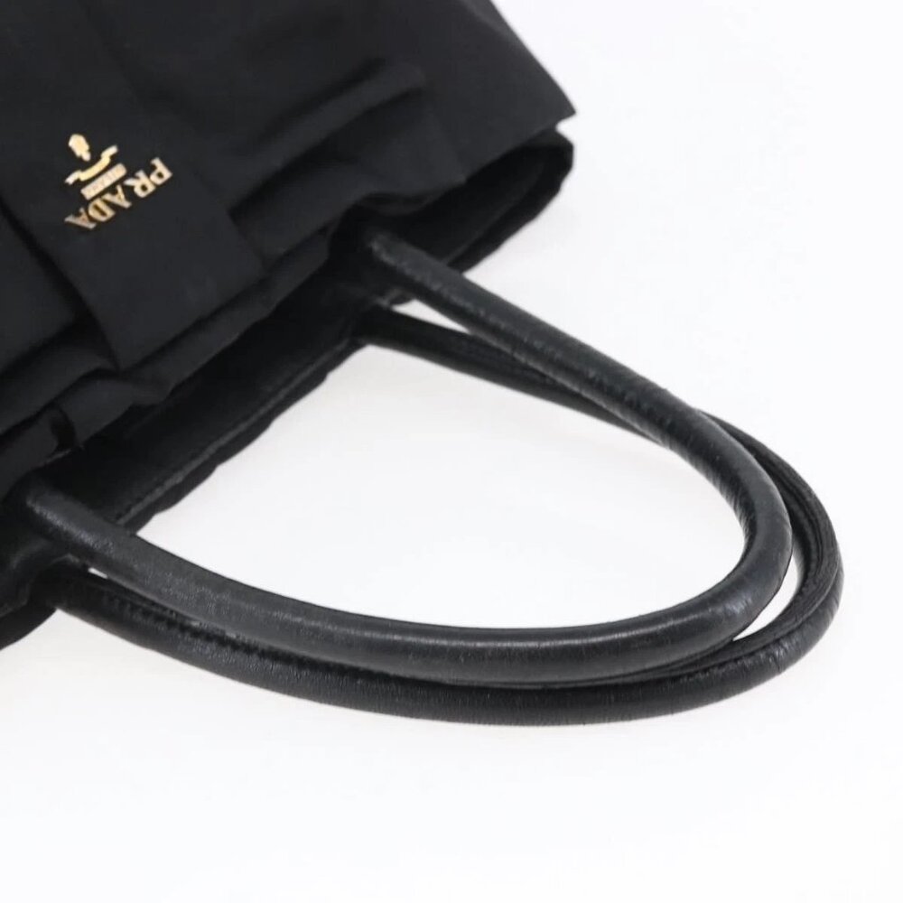 PRADA Hand Bag Nylon Black Gold Auth 152937 - Picture 8 of 16